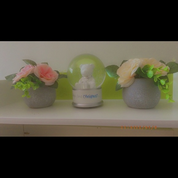 Snow globe,pink and yellow flowers - Picture 4 of 4